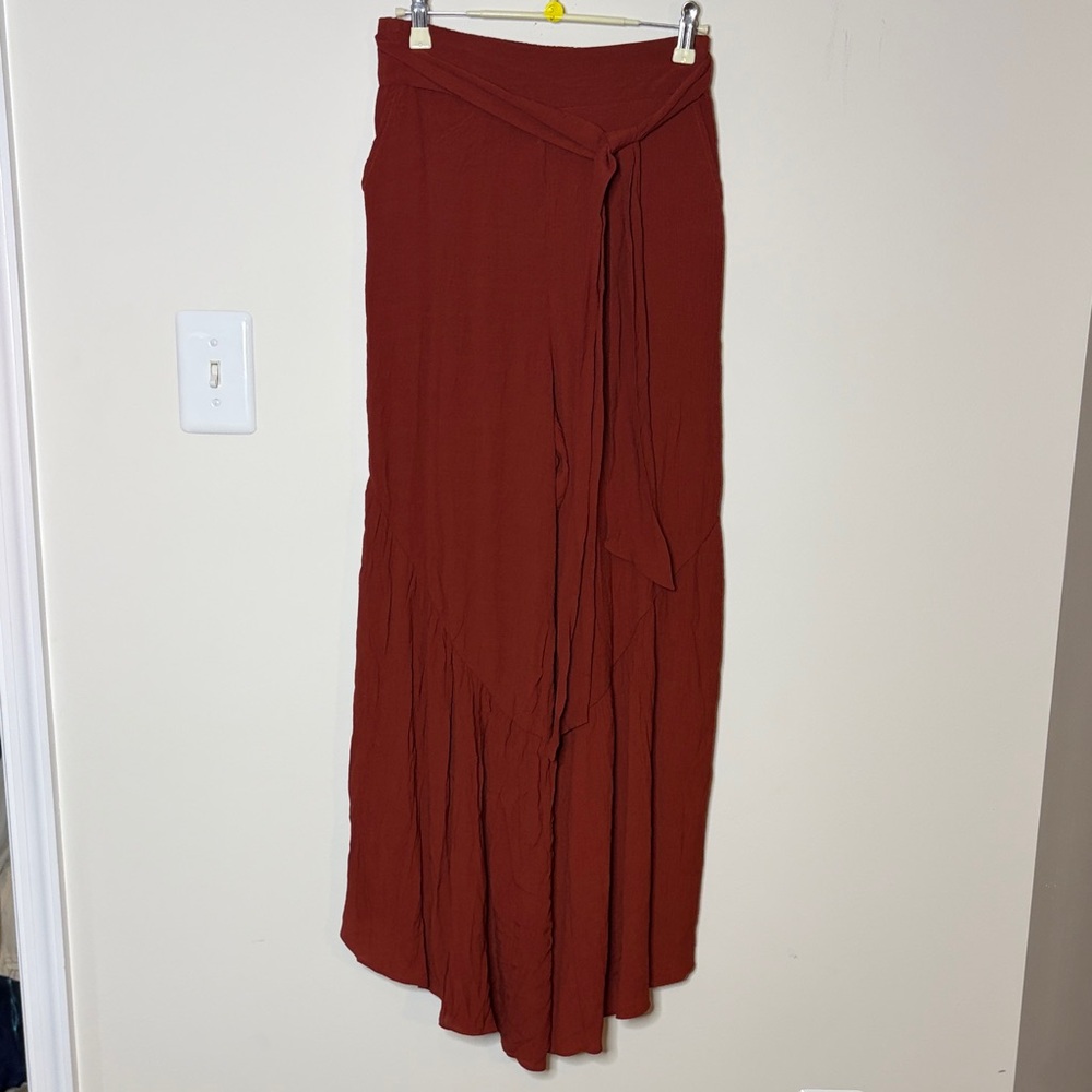 HALARA Rust Wide Leg Wrap Pants